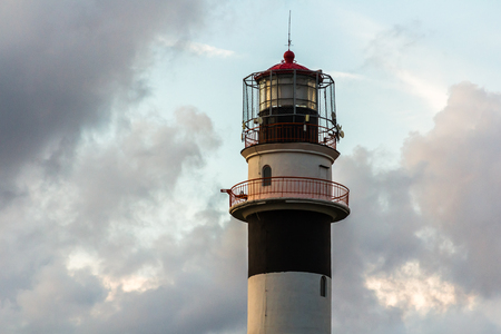 Lighthouse at the entrance to the port of Riga in the evening, in summerの写真素材