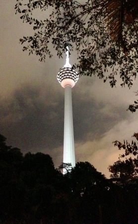 KL Tower at night. All lighted up in splendour. の素材