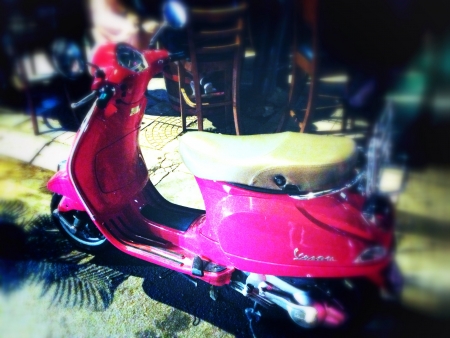 A vintage pink scooter at downtown Kuala Lumpur の素材