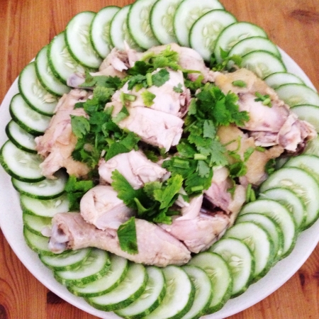 Steamed white chicken for Hainanese Chicken rice.  の素材