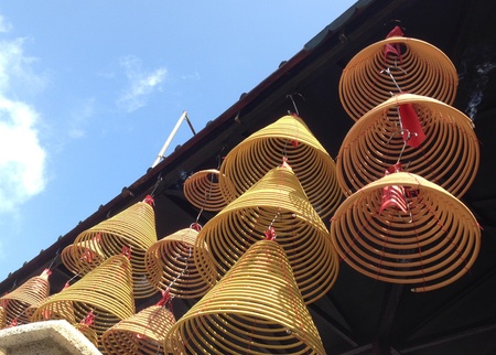 Spiral joss sticks in templesの素材