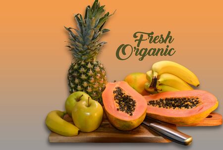 Fresh and organic tropical fruitの写真素材