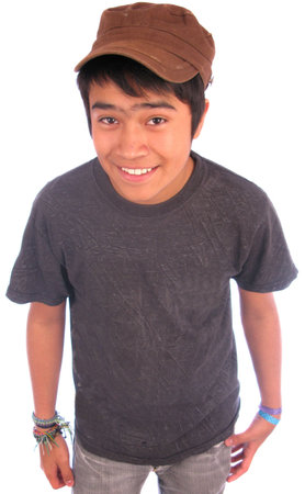 Casual college age young man Isolated on whiteの写真素材