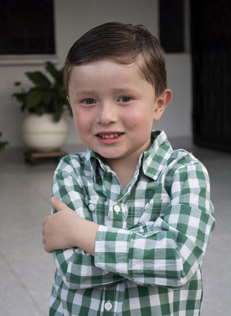 Happy Boy is enjoying a sunny day outside.の写真素材