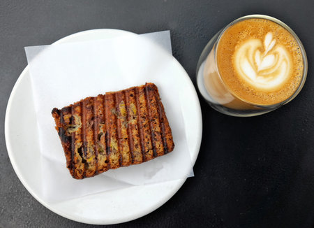 Cappuccino coffee and chocolate cake