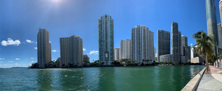View of downtown financial and residential buildings and Brickell. Miami, Florida, United States of America. Photo taken on: 10/25/2022のeditorial素材