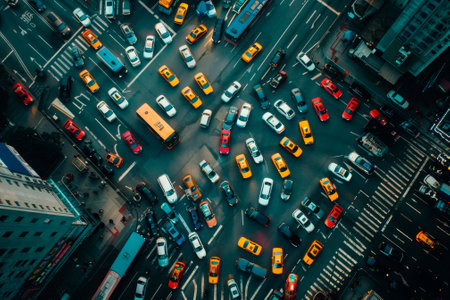Aerial view of traffic jam in the city. Traffic jam in the city.の素材