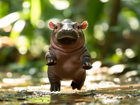 Hippopotamus in the rainforest of Borneo.の素材