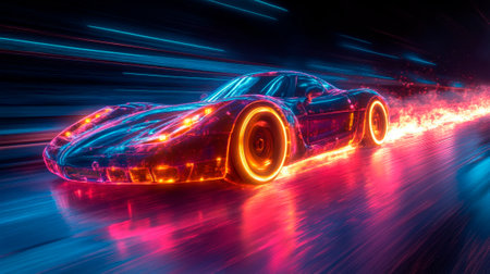 night racing car , neon lightの素材