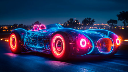 night racing car , neon lightの素材