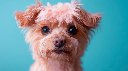 happy dog grooming at homeの素材