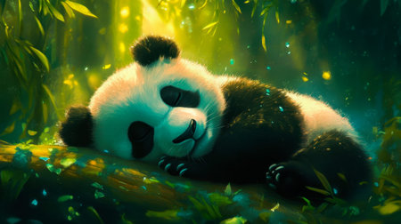 beautiful gaint panda painting pictureの素材