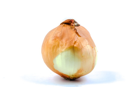 Ripe onion on a white backgroundの写真素材