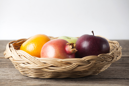 Fresh fruits in a basketの写真素材