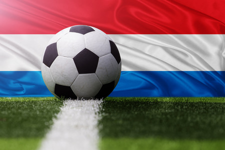 soccer ball against Luxembourg flagの写真素材