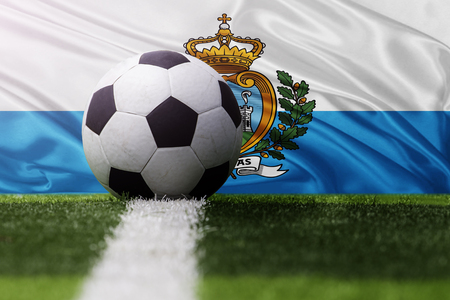 soccer ball against San Marino flagの写真素材