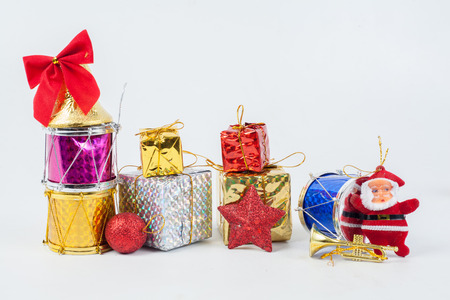 Composition of the Christmas decorations isolated on whiteの写真素材