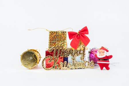 Composition of the Christmas decorations isolated on whiteの写真素材