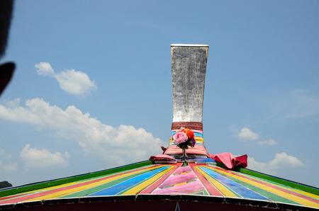 Chilling out on a boat in Thailandの写真素材