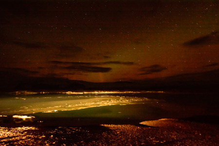 Night time scenery at Jokulsarlon glacial lagoonの写真素材