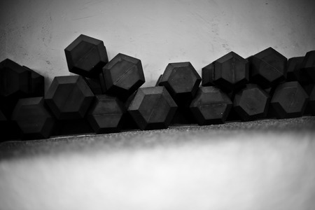 Weight-lifting in a crossfit gym Dumbellsの写真素材