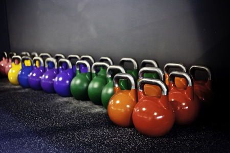 kettlebells in a crossfit gymの写真素材