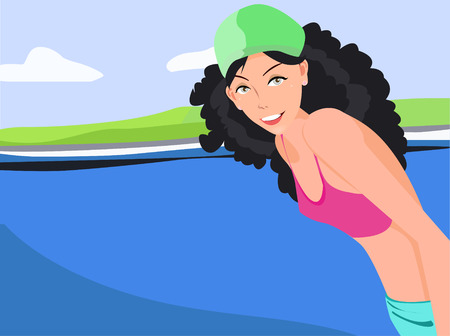 illustration of a beautiful girl wearing a hatのイラスト素材