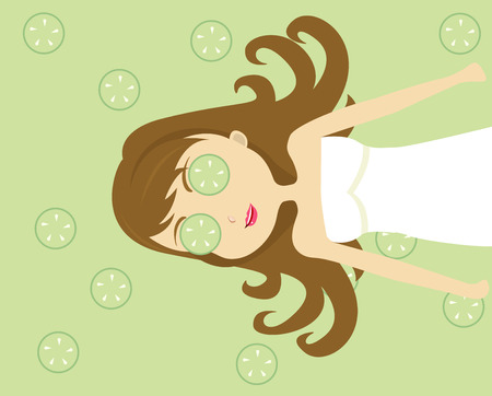 A facial massage in a beauty center のイラスト素材