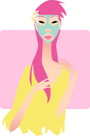 Illustration of a fashion woman life-facial のイラスト素材
