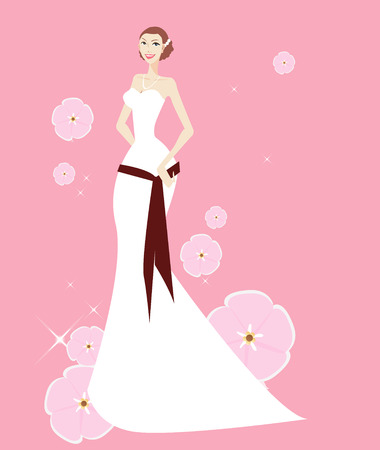 Ilustración de  Illustration of a pretty girl readying for wedding - Imagen libre de derechos