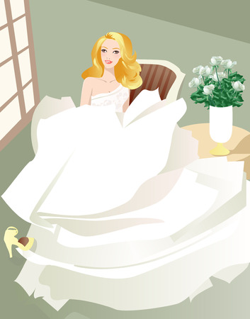  Illustration of a pretty girl readying for weddingのイラスト素材