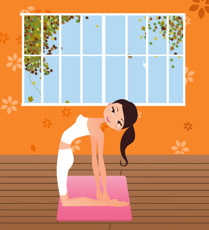 Illustration of a beauty girl doing  yogaのイラスト素材
