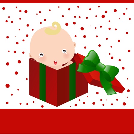 baby and christmas gift boxのイラスト素材