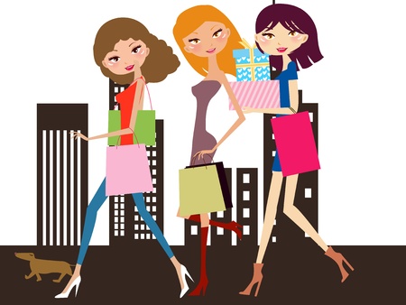 shopping womenのイラスト素材