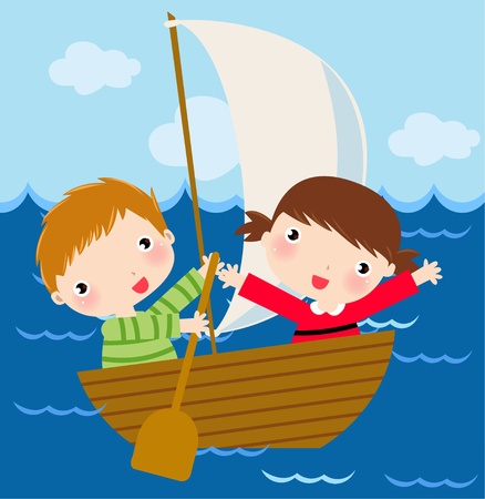 sailing on the lotus lake のイラスト素材