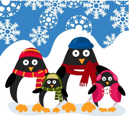 penguins family のイラスト素材