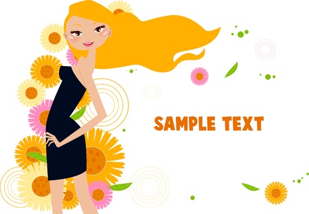 Girl with flowersのイラスト素材