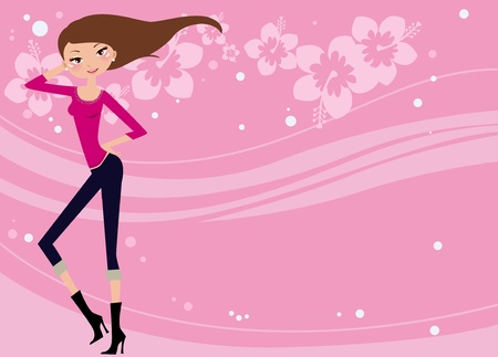 Girl with flowersのイラスト素材