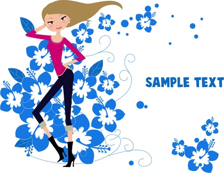 Girl with flowersのイラスト素材