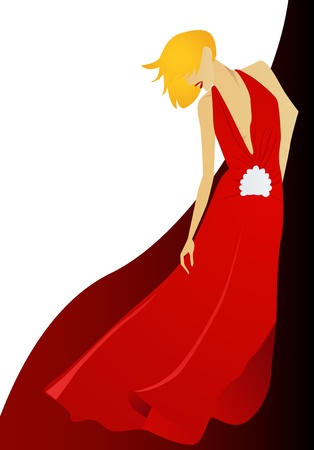 woman in a red dress のイラスト素材