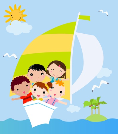 Children floating のイラスト素材