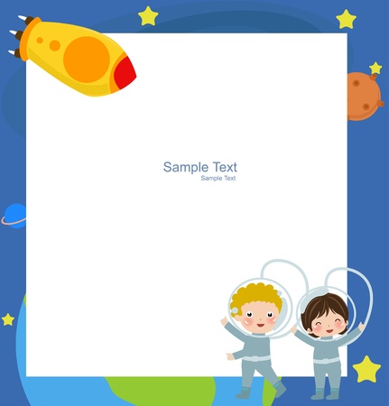 Young astronaut  and frameのイラスト素材