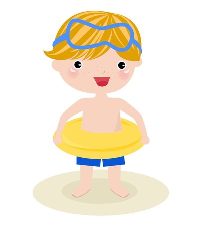 Boy on the beach のイラスト素材