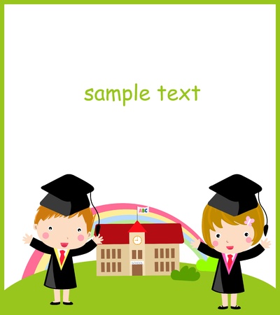 Schoolboy and schoolgirl のイラスト素材