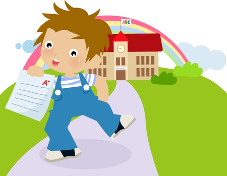 boy with a paper のイラスト素材