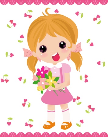 girl and flower のイラスト素材