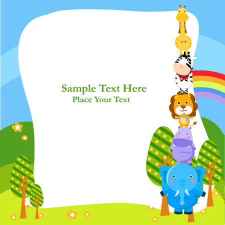 Animals and frameのイラスト素材