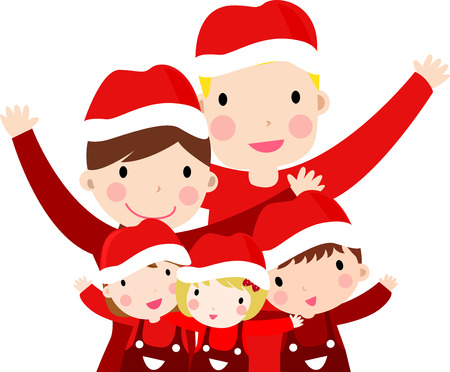 happy family at christmasのイラスト素材