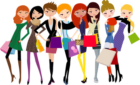 Shopping girlsのイラスト素材
