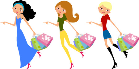pretty shopping girlsのイラスト素材